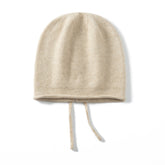 Cashmere Hat Soft Winter Pure Cashmere Beanie with Ties